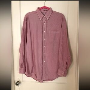 BROOKS BROTHERS All Cotton Button Down Red Striped Mens Shirt Size 16.5 - 5